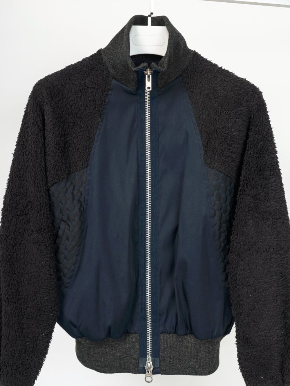 Y-3 AW14 Runway Navy & Black Mixed-Media Bomber Jacket - Picture 4 of 13